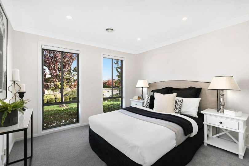 The spacious master bedroom