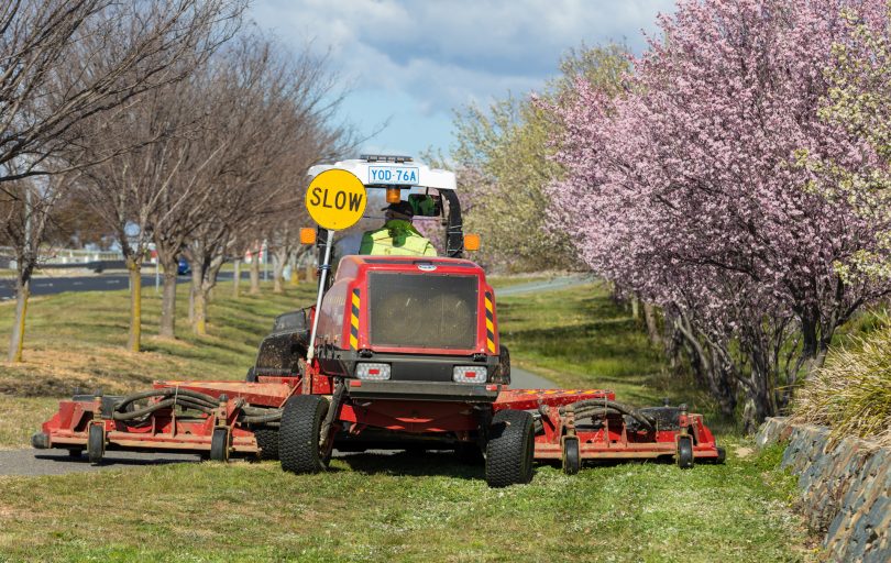 Slow down near mowing operations.
