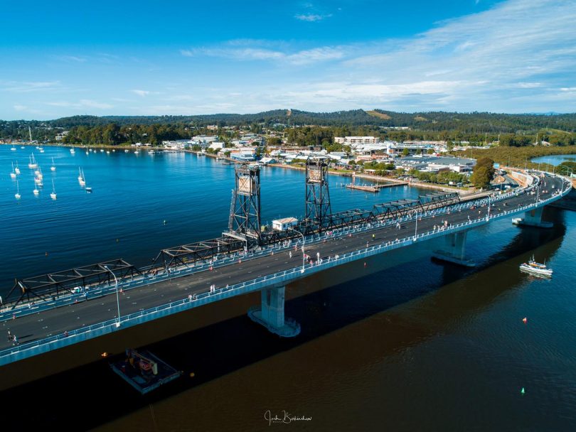 Aerial photo of new Batemans Bay bridge