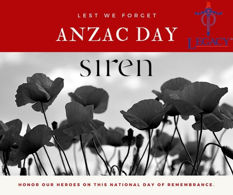 Anzac Day banner at siren
