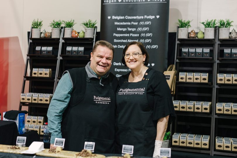 Man and woman at Fudgemental Canberra market stall