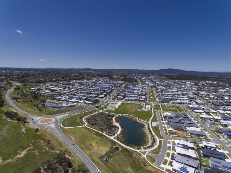 Aerial view of Canberra suburbs