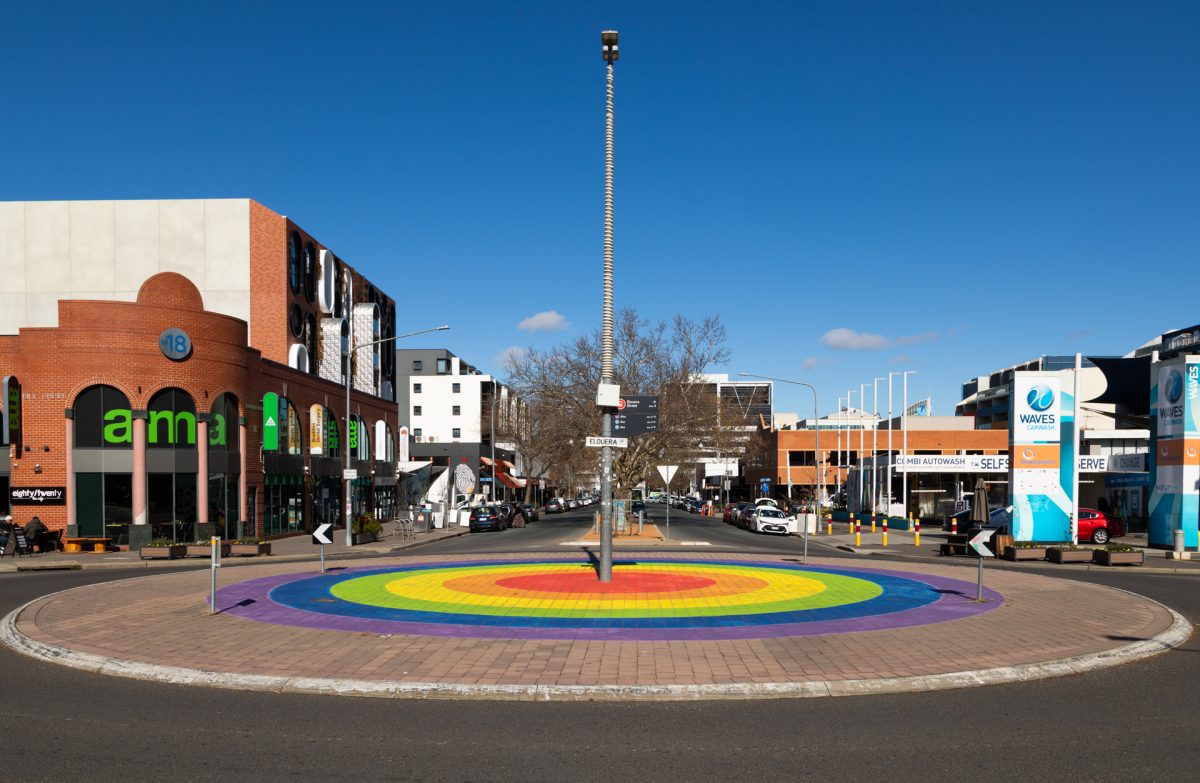 Brightly coloured roundabout