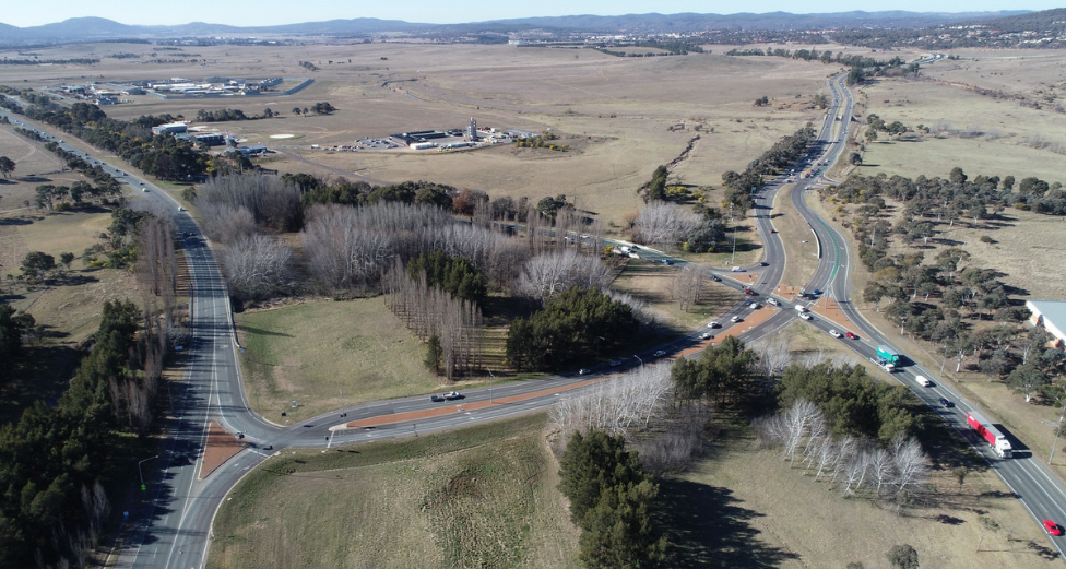 aerial shot of the Monaro Highway