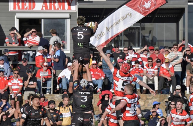 The Gungahlin Eagles flying high against the Tuggeranong Vikings in the 2023 John I Dent Cup Grand Final. Photo: Jayzie Photography.