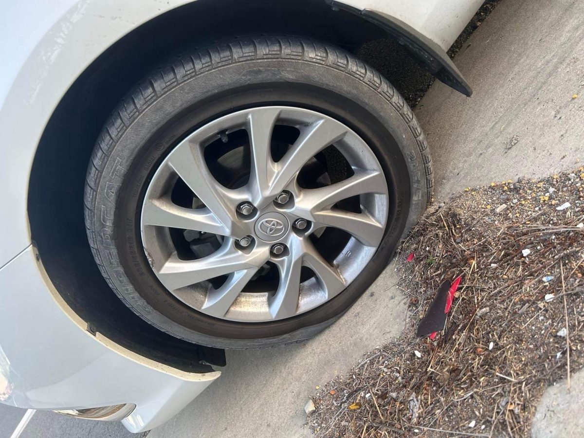 Flat tyre.
