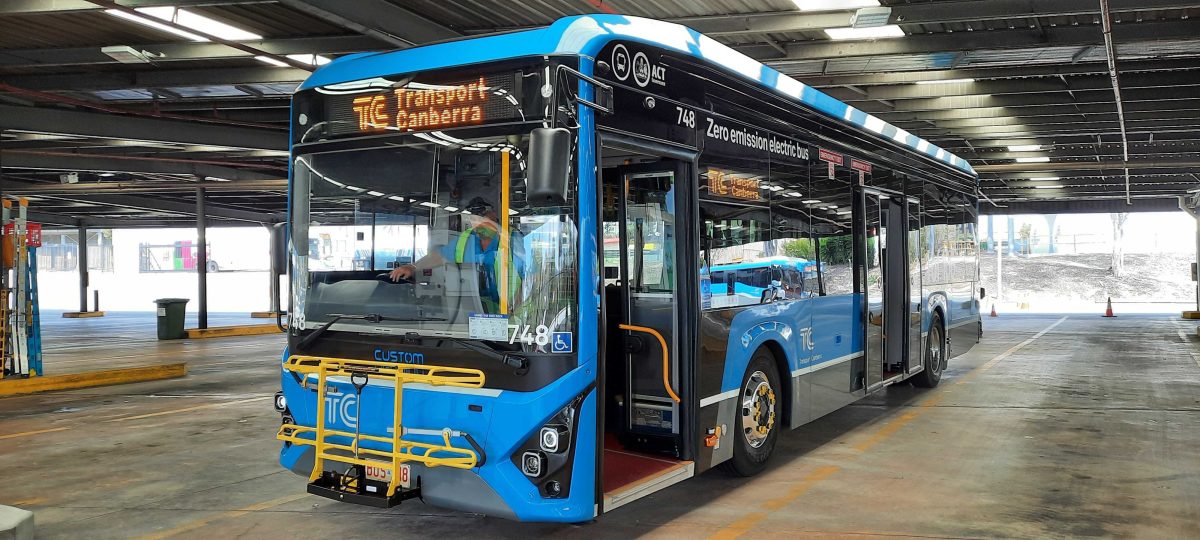 electric bus at a depot