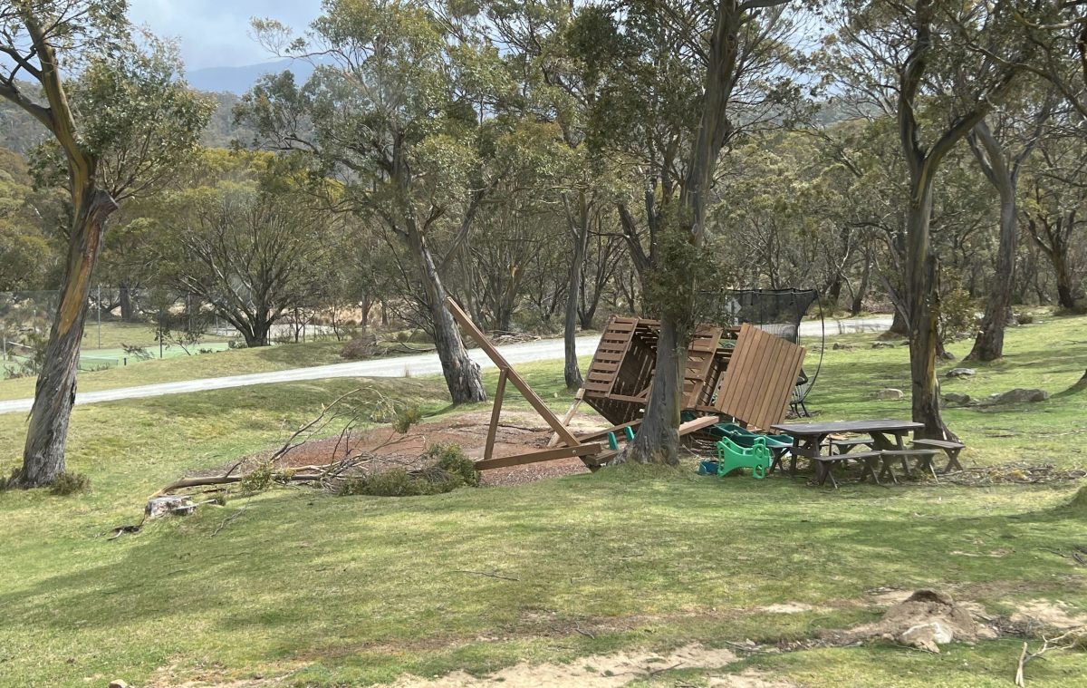 playground blown over in strong winds