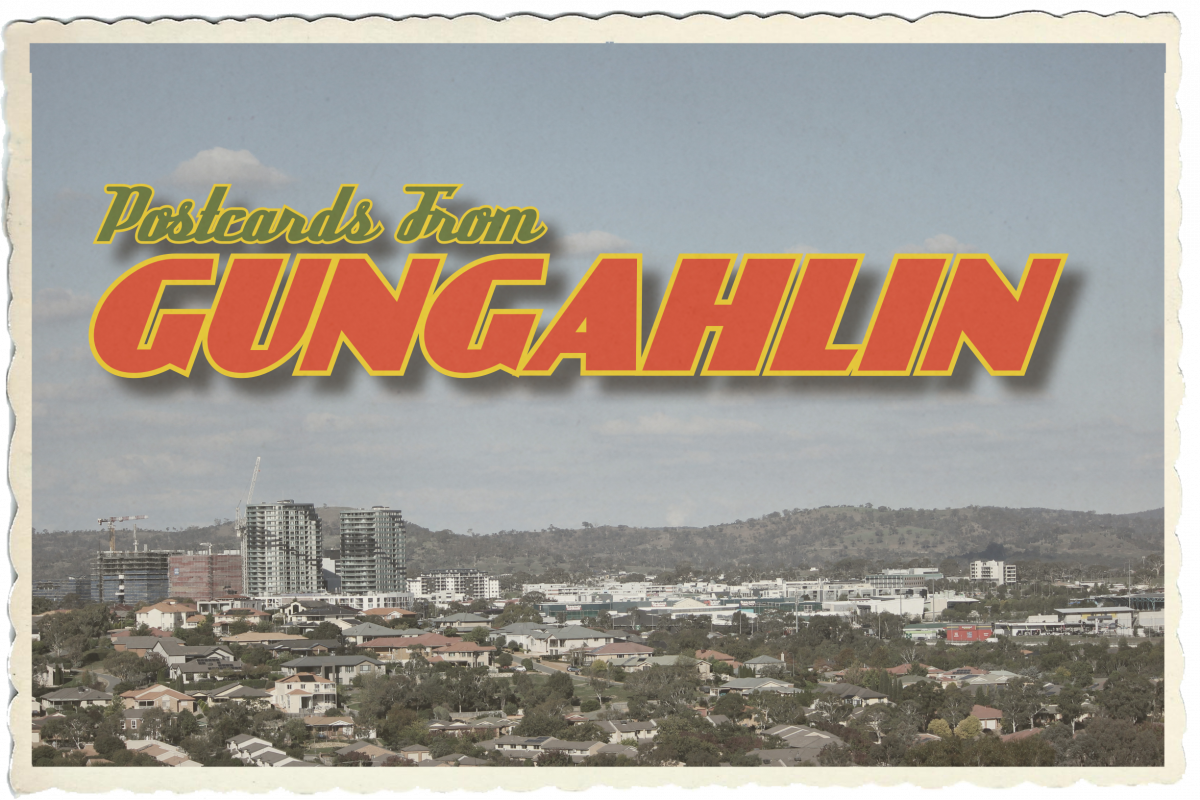 Old fashioned postcard saying Gungahlin