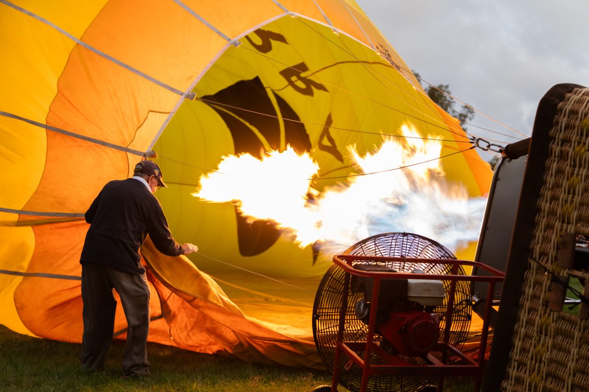 hot air balloon inflating