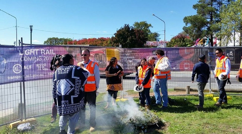 Traditional Ngunnawal smoking ceremony lights the way for light rail