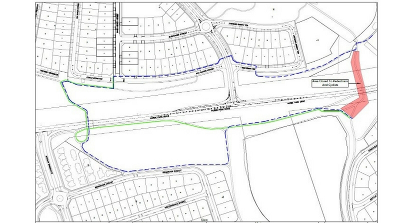 Horsepark Drive duplication - change in pedestrian arrangements