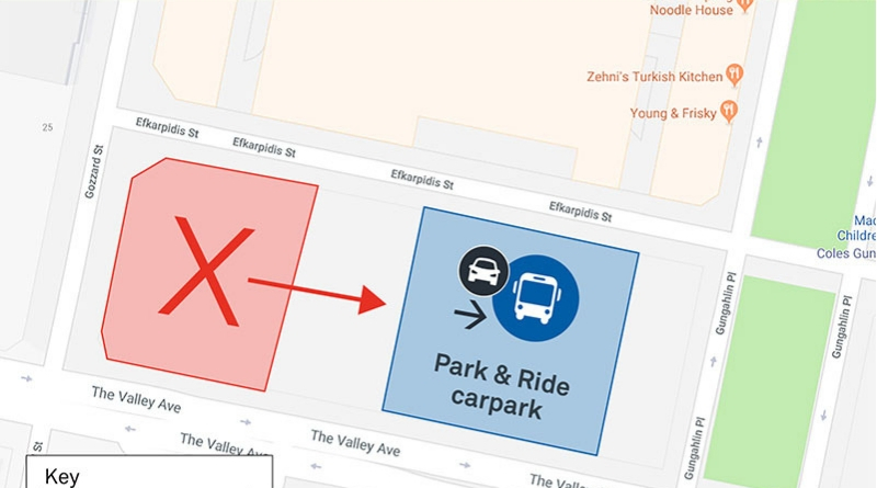 Changes to the Park and Ride at Gungahlin Town Centre - Monday 1 April 2019